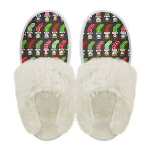 Cotton slippers with fur edges