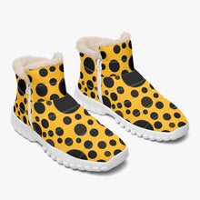 Load image into Gallery viewer, Yellow with Black dots- Fur Zipper Up Boots
