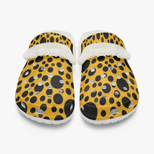 Load image into Gallery viewer, Yellow with black dots-Lined  Clogs
