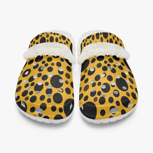 Yellow with black dots-Lined  Clogs