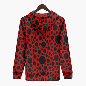 Red with black dots-Unisex Trending Hoodie