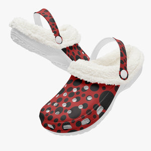 Red with black dots-Lined Clogs