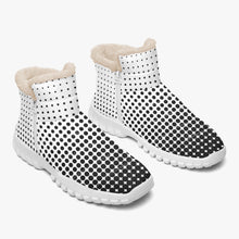 画像をギャラリービューアに読み込む, White with Black dots- Fur Zipper Up Boots
