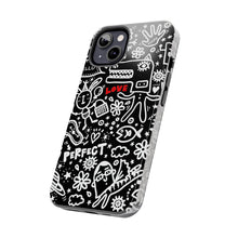 Load image into Gallery viewer, Doodle Love Tough Phone Case — Black &amp; White Cute Graphic Protection
