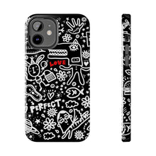 Load image into Gallery viewer, Doodle Love Tough Phone Case — Black &amp; White Cute Graphic Protection
