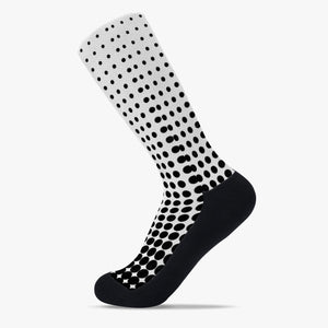 White with black dots- Reinforced Sports Socks