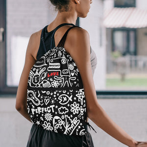 'Perfect on Black' Drawstring Backpack