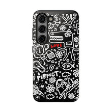 Load image into Gallery viewer, Doodle Love Tough Phone Case — Black &amp; White Cute Graphic Protection
