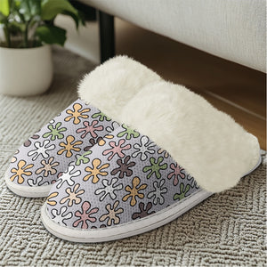 Cotton slippers with fur edges