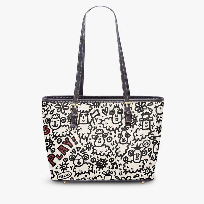 586 Large- Leather Tote Bag Beloved Sheep