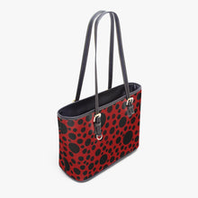 Load image into Gallery viewer, 586. Large Leather Tote Bag Red with black dots
