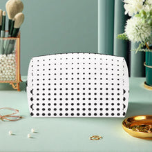 画像をギャラリービューアに読み込む, White with Black dots.-Large Capacity Travel Makeup Bag
