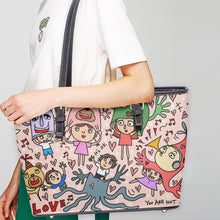 画像をギャラリービューアに読み込む, 586. Large- Leather Tote Bag You are not alone pink
