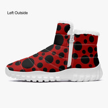 Load image into Gallery viewer, Red with Black dots-  Fur Zipper Up Boots
