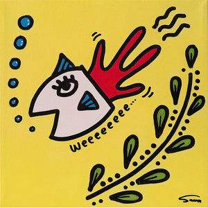 'Fish Human' 12"x12" (30cm x 30cm) Canvas Art