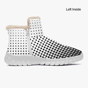 White with Black dots- Fur Zipper Up Boots