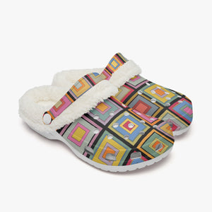 colorful square- Lined  Clogs