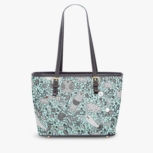 586. Large- Leather Tote Bag Dream in turquoise