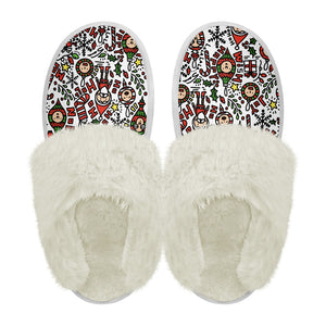 ‘Merry’ Cotton slippers with fur edges