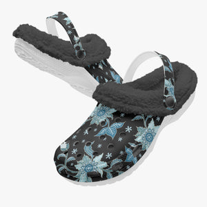 Blue flower-Lined  Clogs