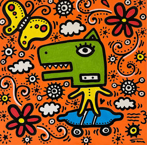 'Alligator Human' 12"x12" (30cm x 30cm) Canvas Art