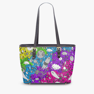 586. Large- Leather Tote Bag Dream in Rainbow