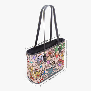 586. Large- Leather Tote Bag You are not alone pink