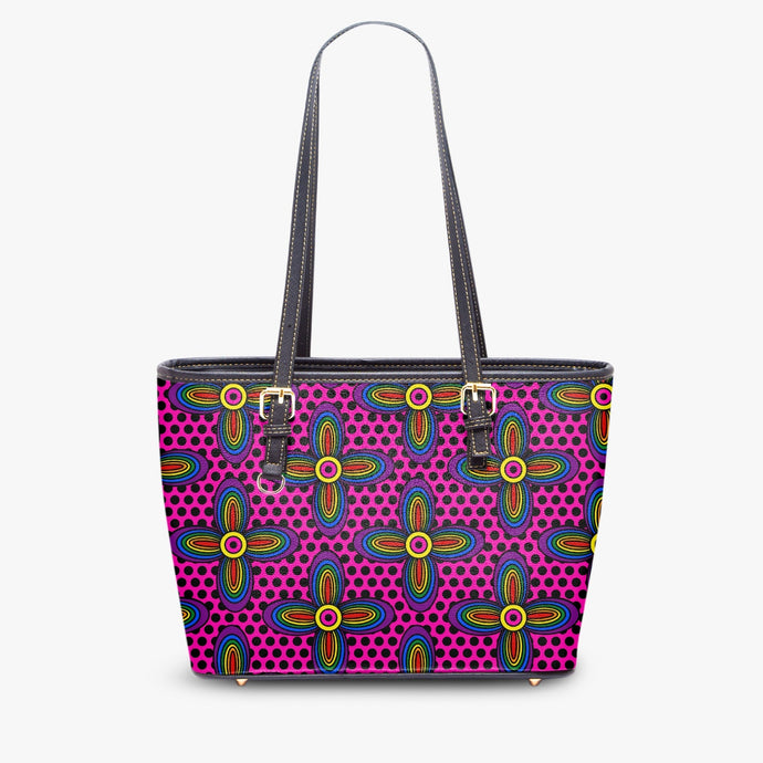 586. Large -Leather Tote Bag Vibrant Blossom