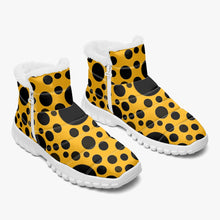 Load image into Gallery viewer, Yellow with Black dots- Fur Zipper Up Boots
