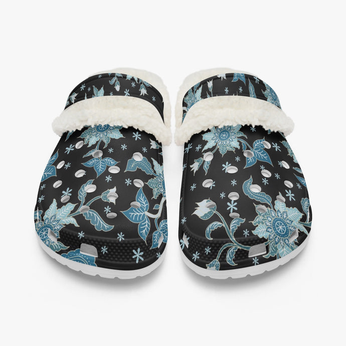 Blue flower-Lined  Clogs