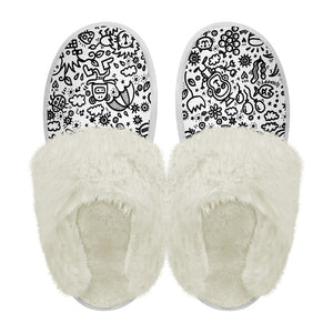 Cotton slippers with fur edges