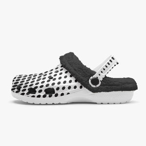 White in black dots- Lined Clogs