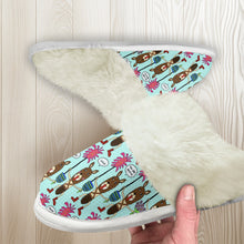 Load image into Gallery viewer, Cotton slippers with fur edges
