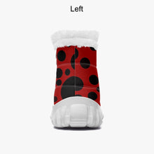 Load image into Gallery viewer, Red with Black dots-  Fur Zipper Up Boots
