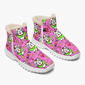 446. Cotton-pad Fur Zipper Up Boots Manekineko