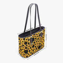 画像をギャラリービューアに読み込む, 586. Large- Leather Tote Bag Yellow with black dots
