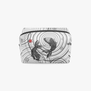 585. Boxy Makeup Bag Koi Fish white