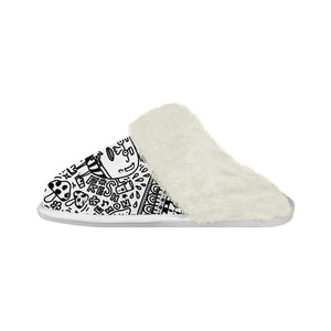 Cotton slippers with fur edges