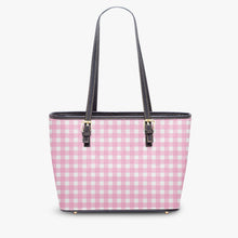 画像をギャラリービューアに読み込む, 586. Large -Leather Tote Bag  Pink checkers
