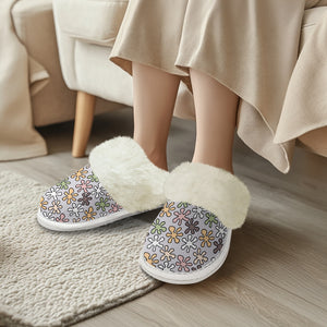 Cotton slippers with fur edges