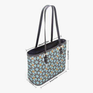 586. Large- Leather Tote Bag New York memories blue