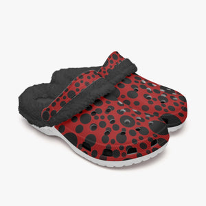 Red with black dots-Lined Clogs