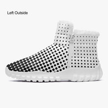 Load image into Gallery viewer, White with Black dots- Fur Zipper Up Boots
