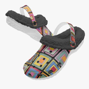 colorful square- Lined  Clogs