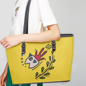 586. Large Leather Tote Bag Fish