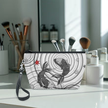 画像をギャラリービューアに読み込む, 288. Zipper Bag with Wrist Strap Koi Fish white
