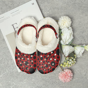 Red with black dots-Lined Clogs