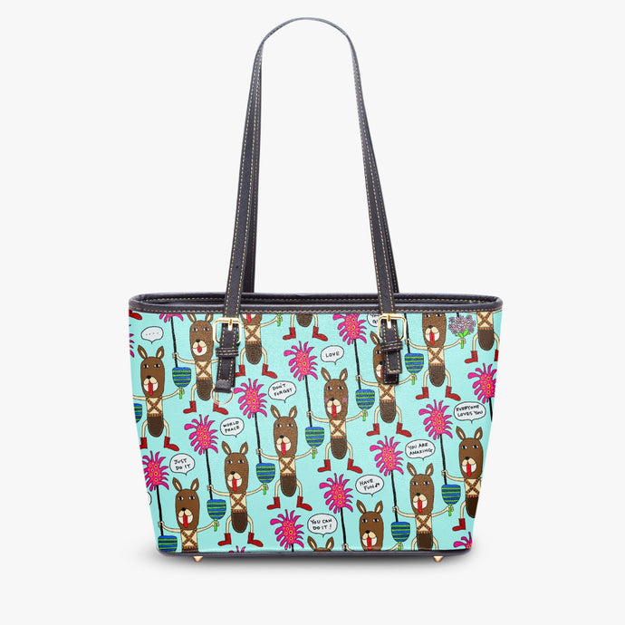 586. Large- Leather Tote Bag Warrior