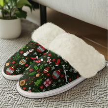 Load image into Gallery viewer, Cotton slippers with fur edges
