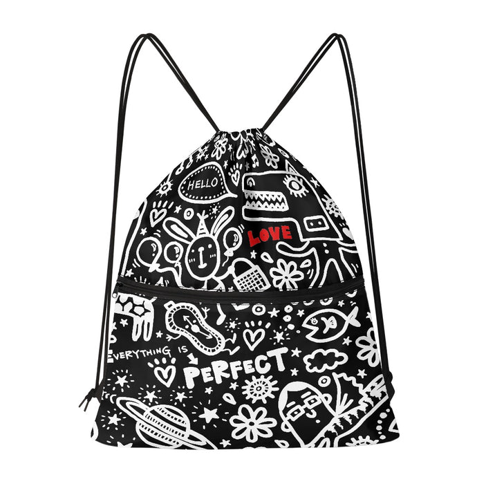 'Perfect on Black' Drawstring Backpack